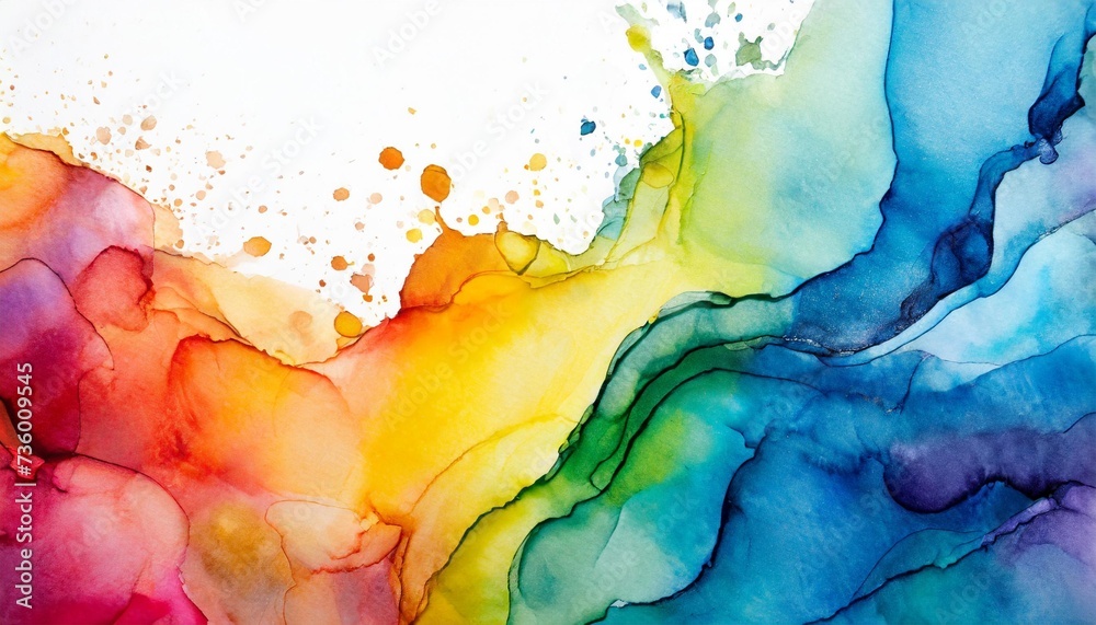 rainbow watercolor banner background on white pure vibrant watercolor colors creative paint gradients fluids splashes spray and stains abstract background - obrazy, fototapety, plakaty 