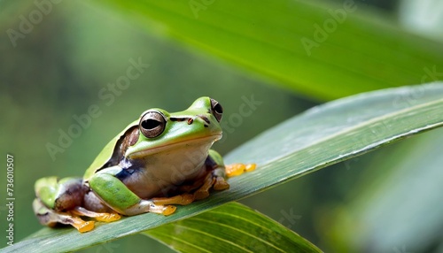 frog perched on leaf