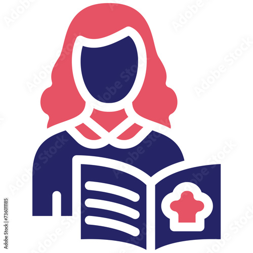 Woman Recipes vector icon illustration of Housekeeping iconset.