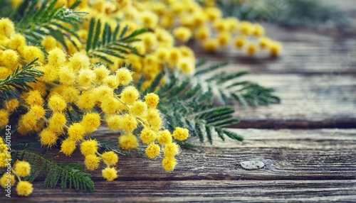 border of mimosa flowers