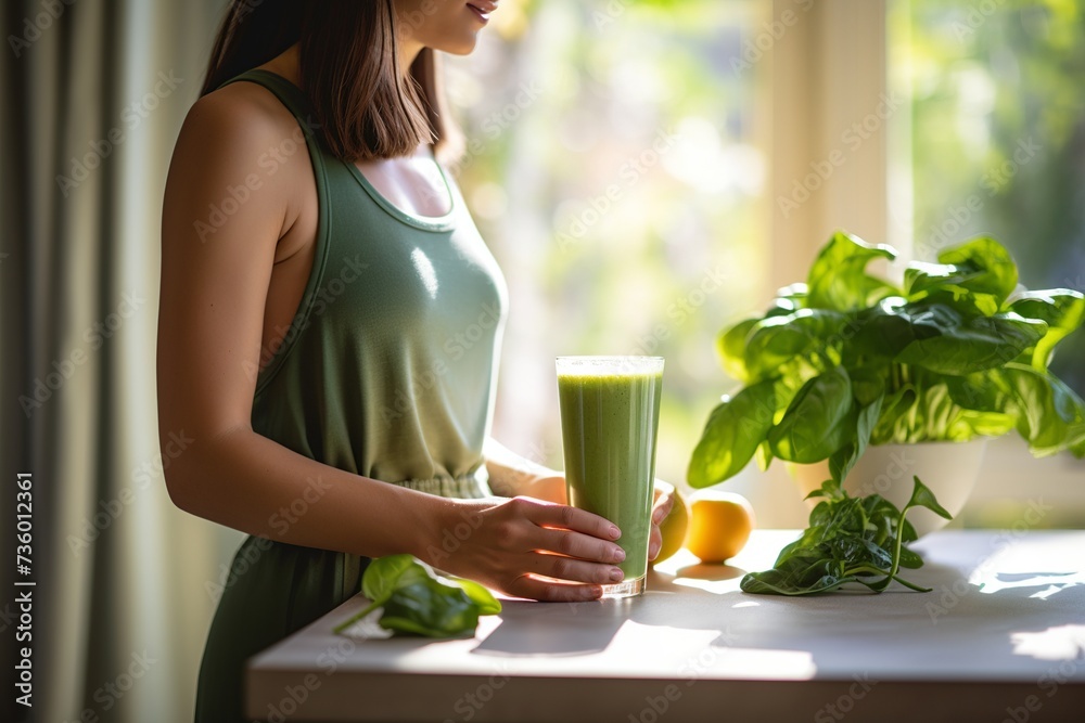 Healthy Lifestyle with Fresh Green Smoothie
Healthy Lifestyle with Fresh Green Smoothie