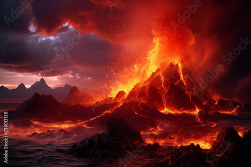 Dramatic volcanic lava eruption © Kokhanchikov