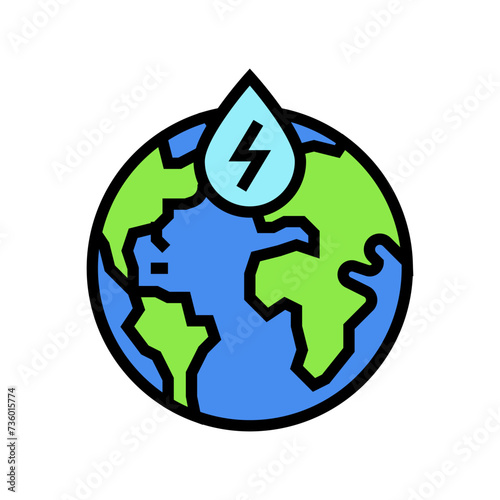 hydroelectricity globe hydroelectric power color icon vector. hydroelectricity globe hydroelectric power sign. isolated symbol illustration