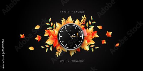 Daylight Saving Time concept With Clock Design, Poster Or Banner Background.