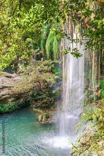 Beautiful waterfall in green rainforest. Kursunlu Waterfall near to Antalya  Turkey.