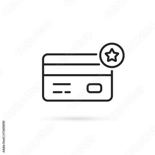 black thin line membership icon with credit card