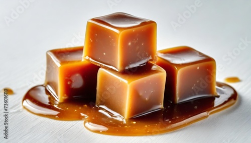 caramel candy with caramel topping on white backgrounds healthy food ingredient come generated