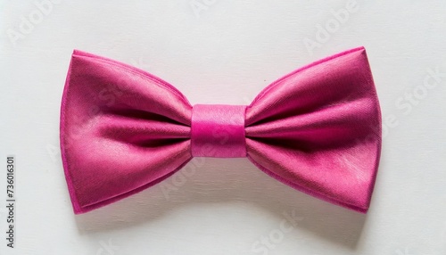 a pink bow tie on a white surface