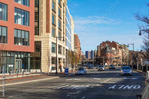 Photography Scenic outlook of Commonwealth Avenue near Kenmore Square in Boston, Boston, MA,