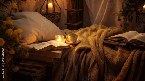 Bed With Book and Candle photo