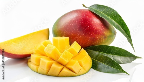 mango with leaf and slices