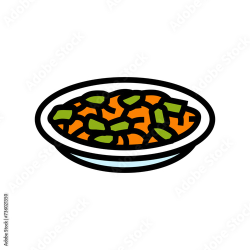 bhindi masala indian cuisine color icon vector. bhindi masala indian cuisine sign. isolated symbol illustration