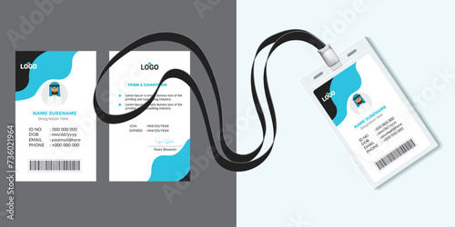 Identification plastic id card with clasp and lanyards isolated vector illustration photo