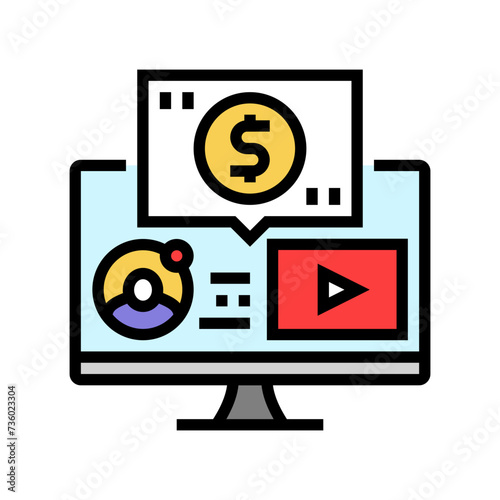 webinar monetization color icon vector. webinar monetization sign. isolated symbol illustration