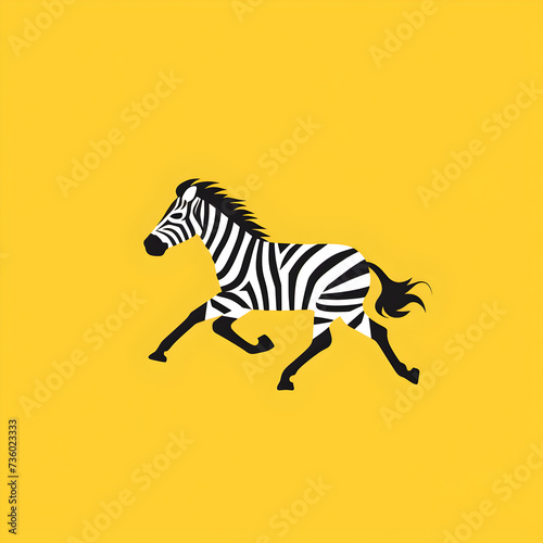 A logo illustration of a running zebra on a yellow background. Created with generative AI.
