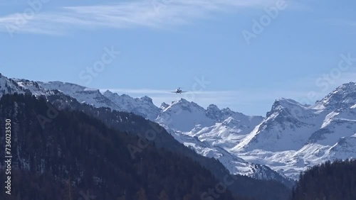 Luxury Business Jet on Final Approach Mountains Snow Short Final photo