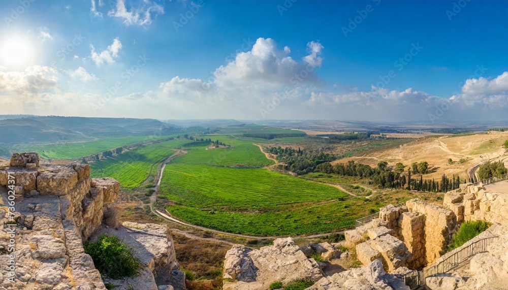 panorama of tel megiddo national park