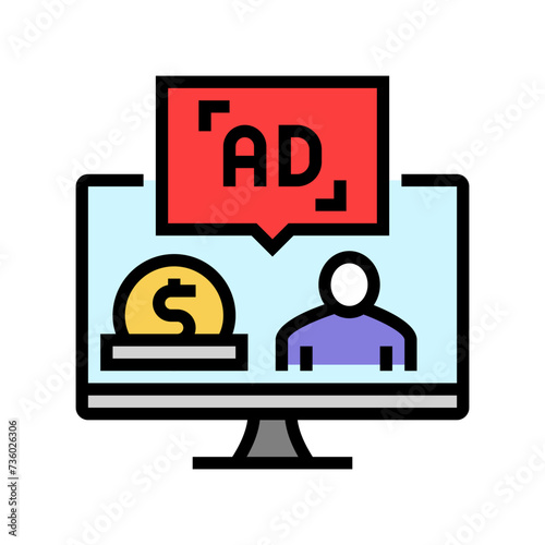 sponsored content color icon vector. sponsored content sign. isolated symbol illustration