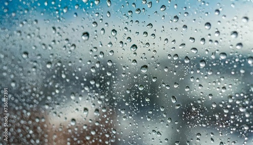 raindrops on glass with blurred background abstract texture with drops on window