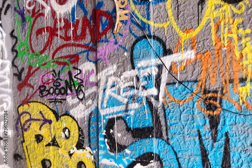 graffitied wall texture on the street © Sondem