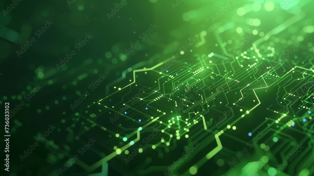 Bright green colored circuit board, lines, and dots form an electronic circuit board, information and technology-themed background, modern and cool background. Created with Generative AI. Bright green colored circuit board, lines, and dots form an electronic circuit board, information and technology-themed background, modern and cool background. Created with Generative AI.
