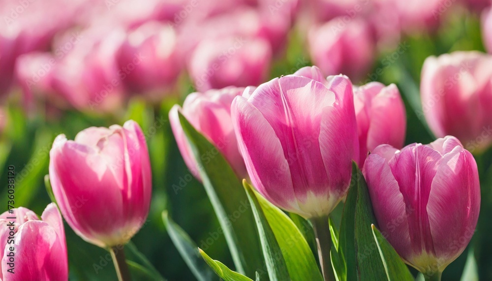 pink tulips close up