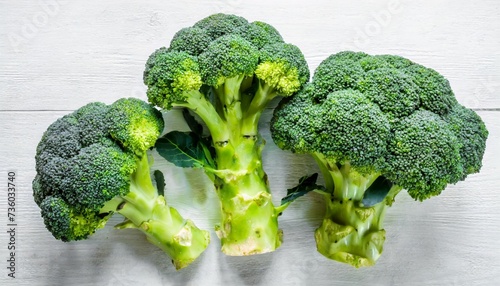 isolated broccoli green vegetables on white background top view