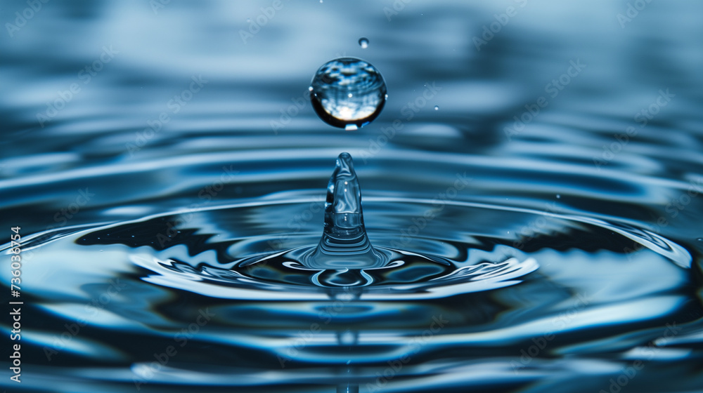 Water Drop Impact with Ripple Effect Purity Concept Water Drop Impact with Ripple Effect Purity Concept