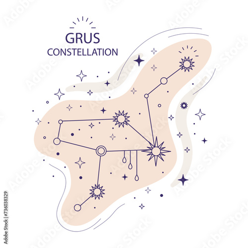 Star constellation Grus vector illustration