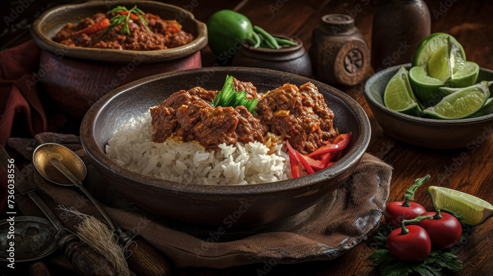 Beef and rice. Food concept Beef and rice. Food concept
