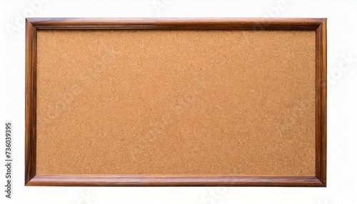 blank cork board with wooden frame isolated white background