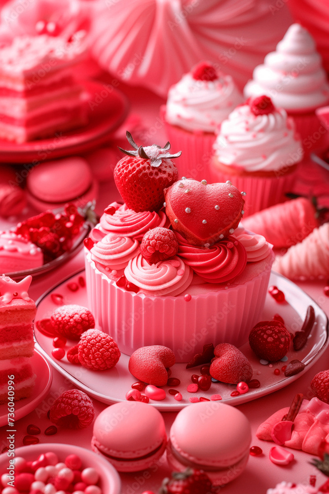A Pink and Red Cupcake Theme.