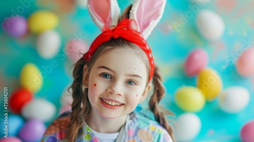 Little Girl Painting Easter Eggs. 