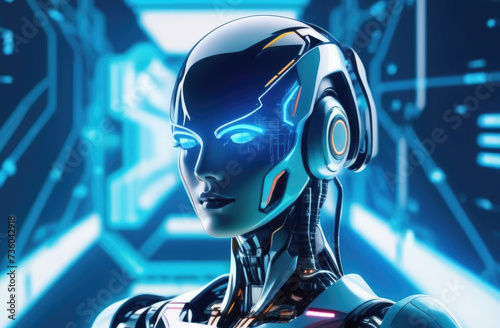 Cyborg woman, female robot,High-tech futuristic woman from the future.