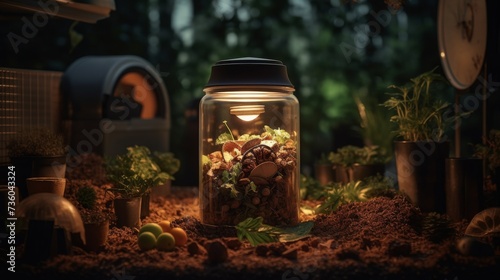 Jar Filled With Plants on Pile of Dirt