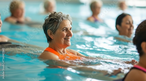 Elderly women are taking care of themselves by engaging in physical activities, such as swimming, and prioritizing overall health.  © PlumPrum Stocker