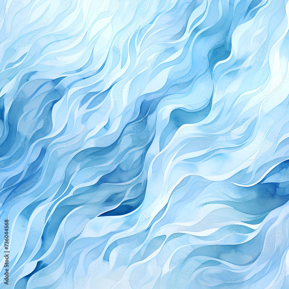 Abstract watercolor background. Blue waves.  illustration .