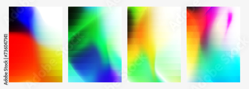 Glass effect. Set of blurred backgrounds with bright color gradients for creative graphic design. Defocused colors. Vector illustration. © DmVector