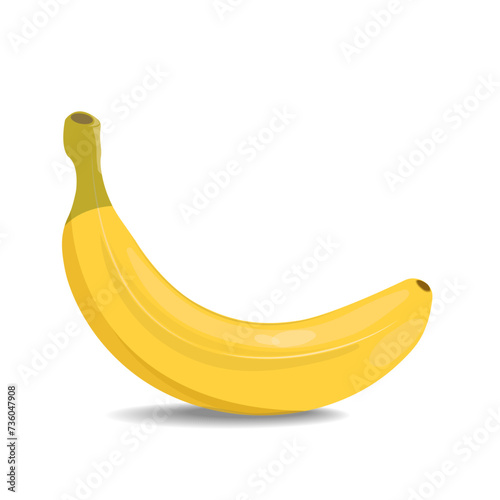 Vector illustration fresh banana with shadow. Image of banana on white background.