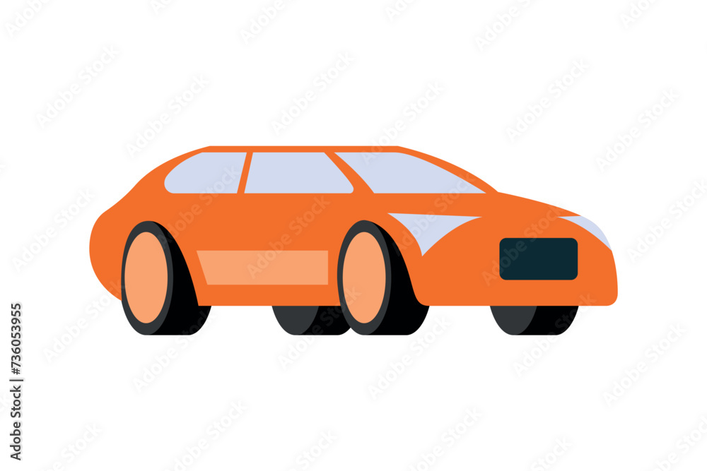 Vector orange convertible car isolated on white vector Vector orange convertible car isolated on white vector