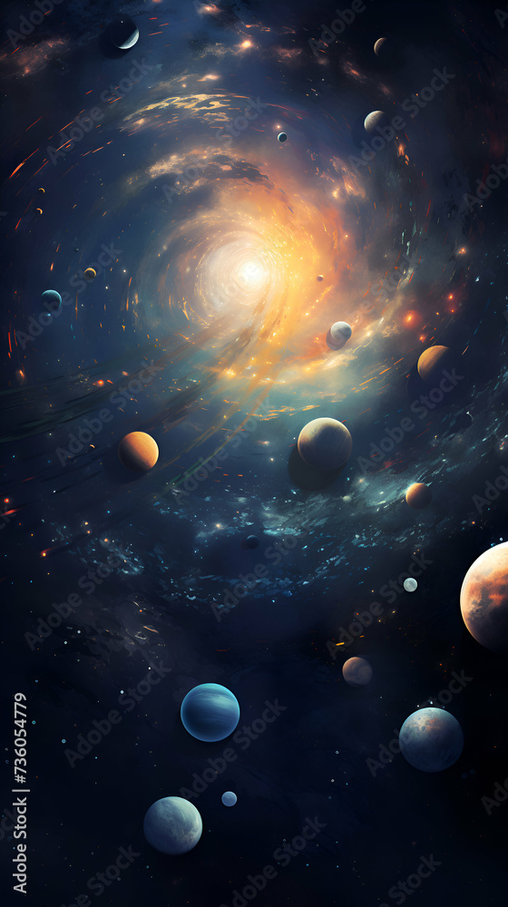 Planets and galaxy. science fiction wallpaper. Beauty of deep space.