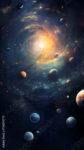 Planets and galaxy. science fiction wallpaper. Beauty of deep space. © Wazir Design