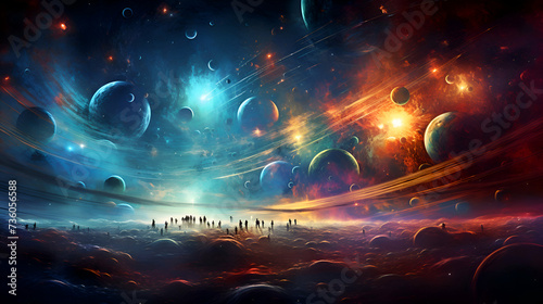 Planets and galaxy. science fiction wallpaper. Beauty of deep space.