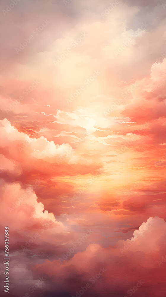 Sunset sky with clouds. Nature background. 3d illustration.
