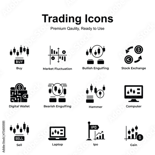 Premium quality pack of trading icons, ready to use and download