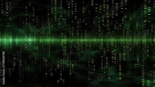 Background binary code is in dark green color.
