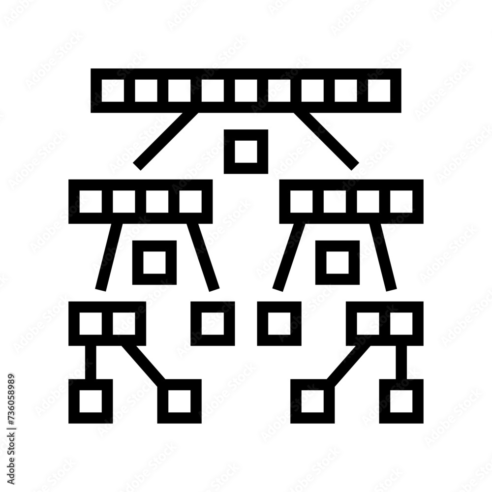 quicksort algorithm line icon vector. quicksort algorithm sign. isolated contour symbol black illustration