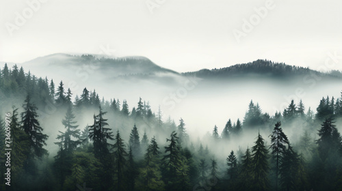 panorama of a coniferous forest