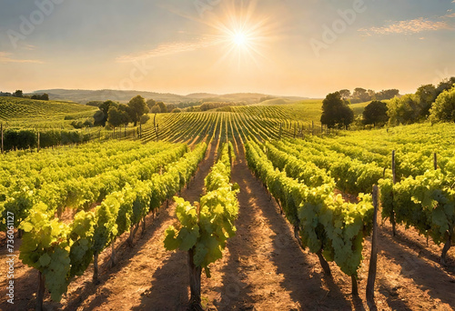 vineyard at sunset