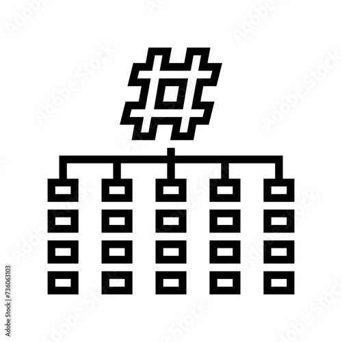 hashing algorithm line icon vector. hashing algorithm sign. isolated contour symbol black illustration